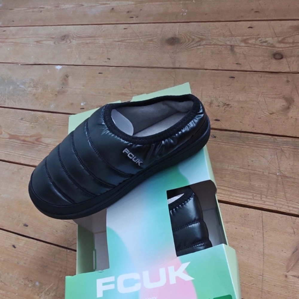 French Connection Black Quilted Slippers